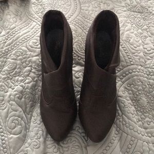 Brown leather heel booties